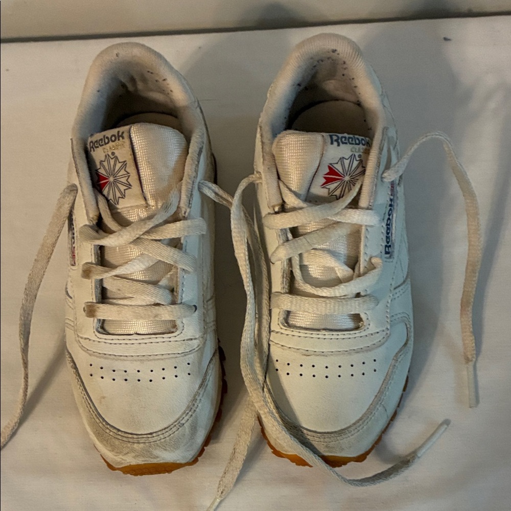 Reebok Kids White and Tan Sneakers